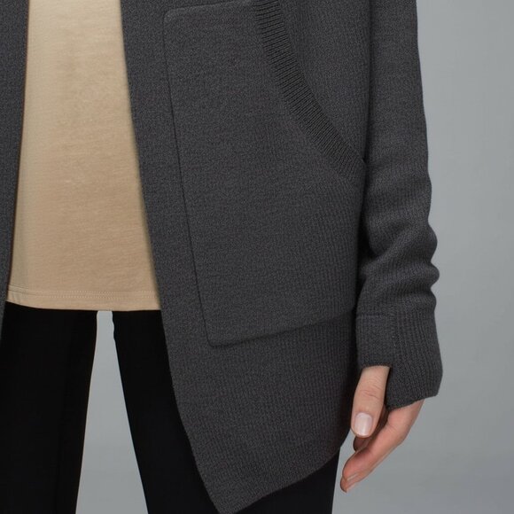 LULULLEMON DARK GREY CABIN YOGI WRAP CARDIGAN SIZE 6 - Picture 6 of 7